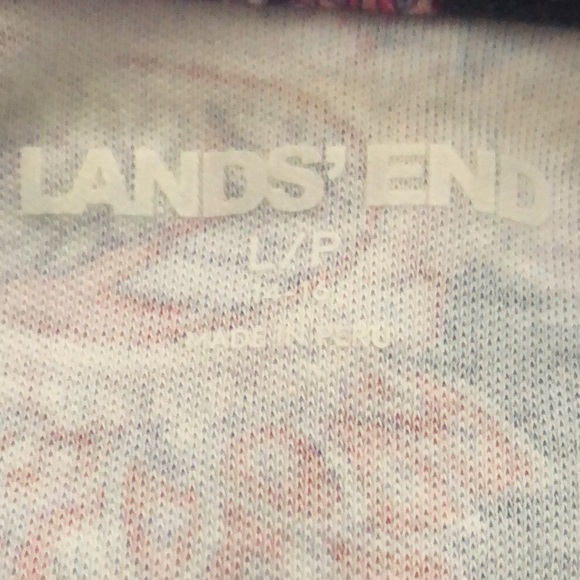 Land’s End Blue Pink Paisley Polo Style Shirt size Large Petite - Picture 7 of 9